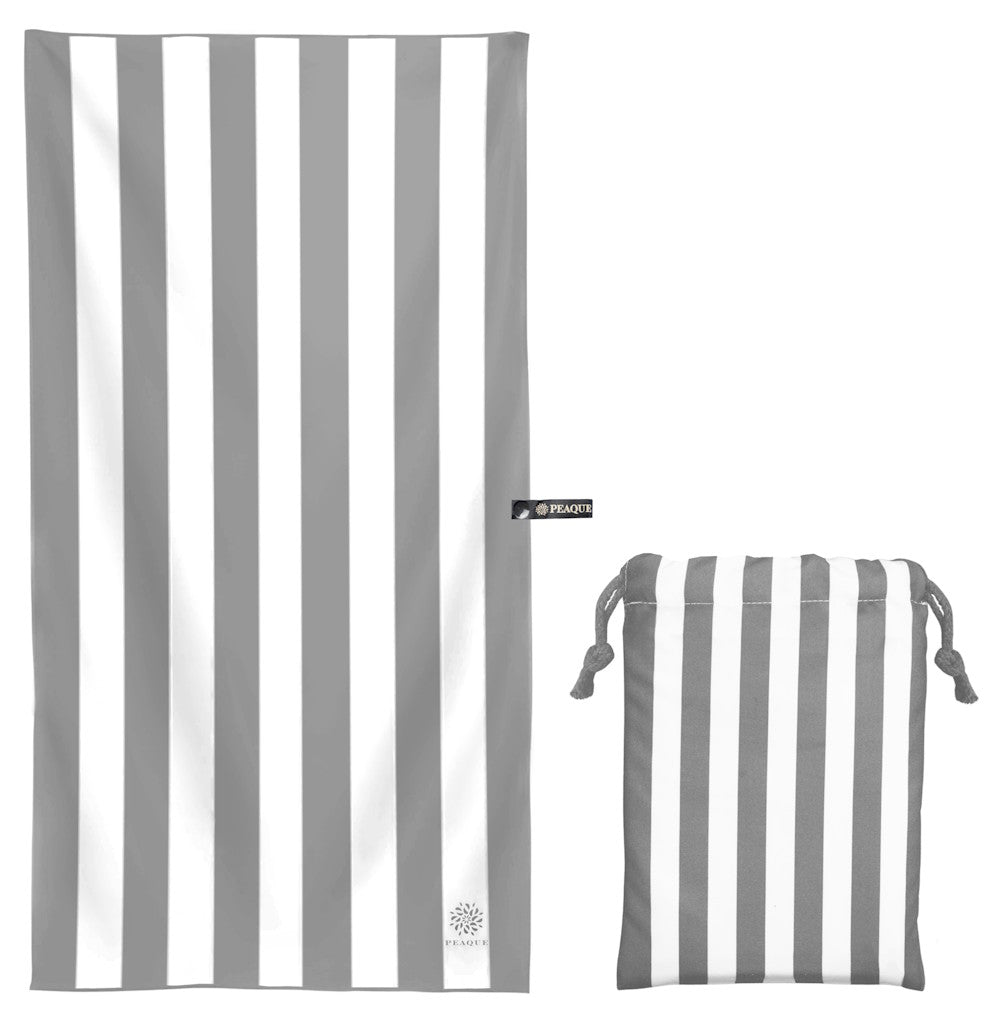 Mikrofaserhandtuch mit Tradetasche - Badetuch - grau